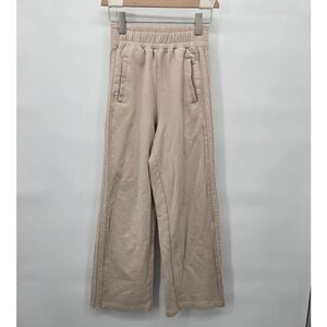 Lit Activewear Sweatpants Size Small Wide Leg Beige Comfort Raw Edge Detail